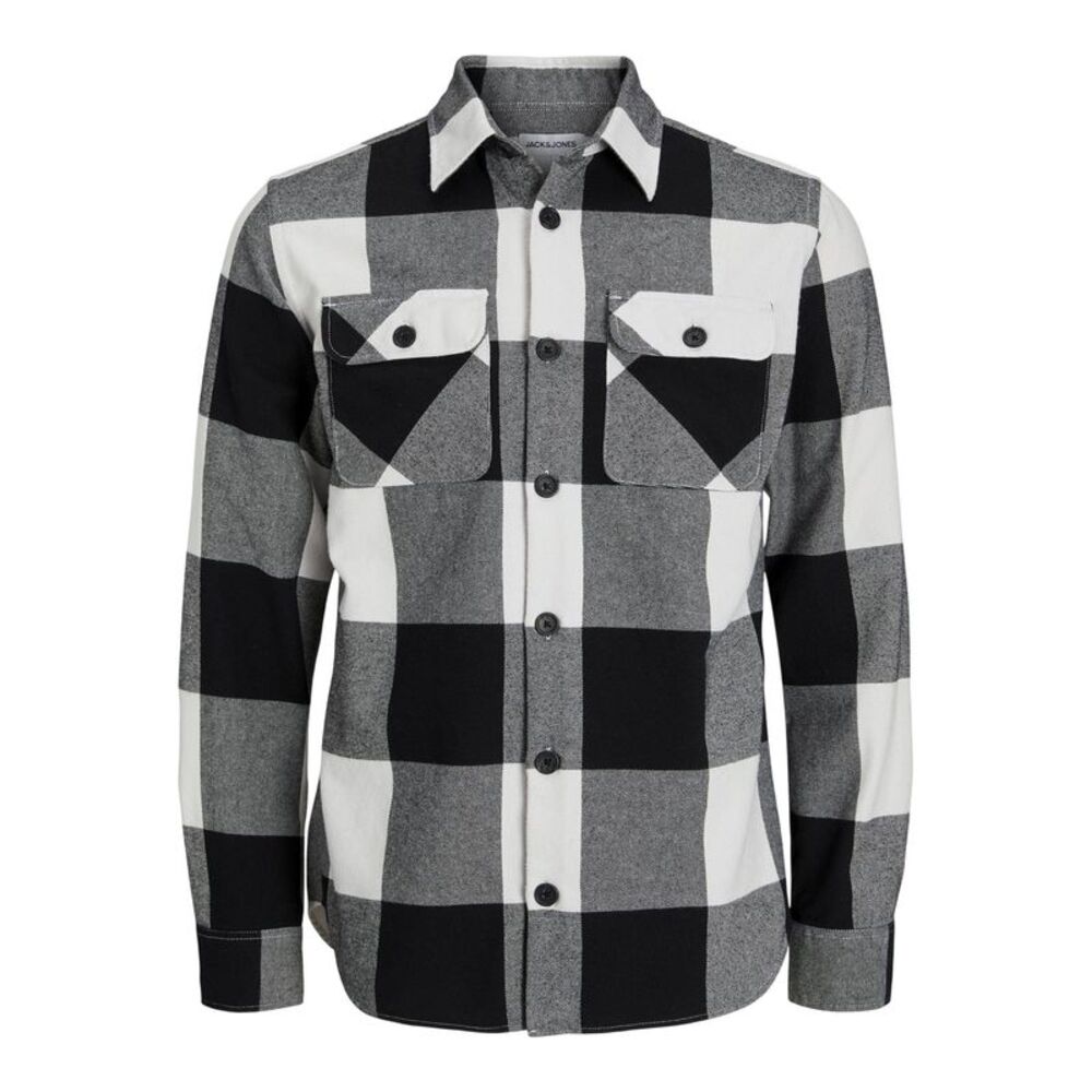 Jack And Jones Mens Buffalo Check Flannel Long-Sleeved Overshirt / White